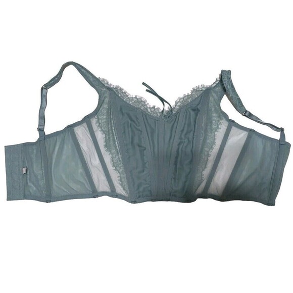 Victoria’s Secret Dream Angel Small Green Unlined Lace-Up Corset Bustier Top - Picture 5 of 7
